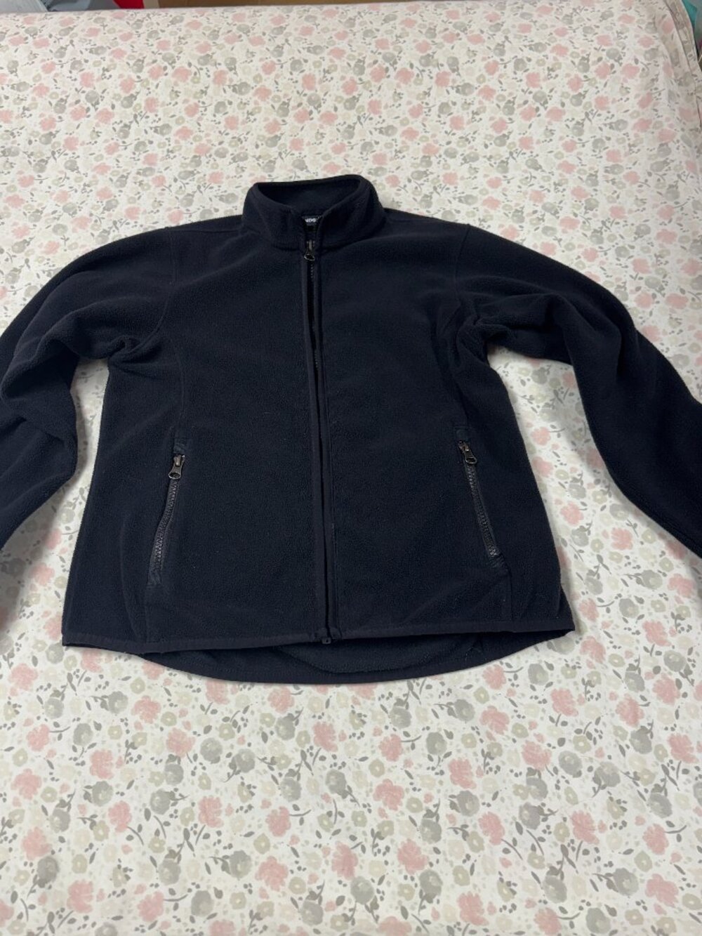 Lands' End Kids Large Fleece Full Zip-Up Jacket, Zip Pockets, Black